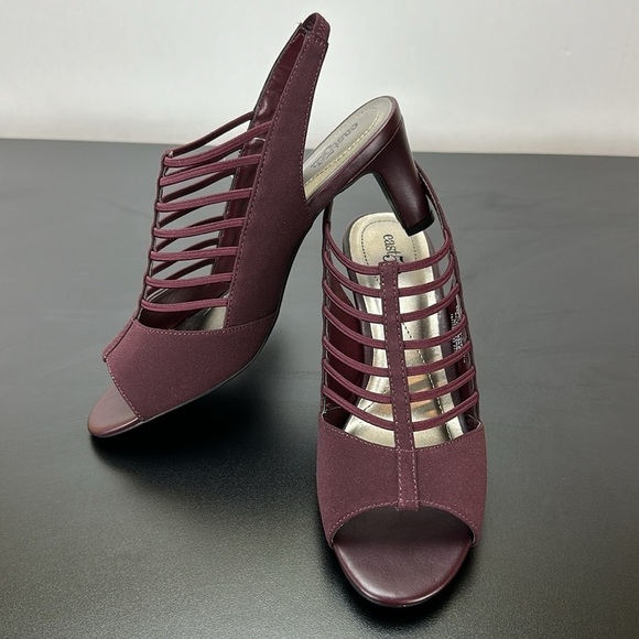 East 5th Neville Burgundy Strappy Heeled Sandals Size 6M Slingback - Picture 11 of 11
